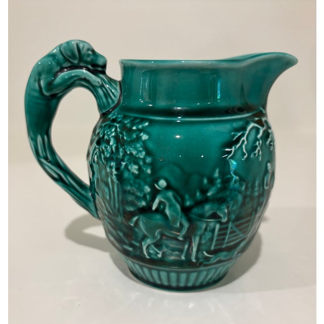 Vintage Wedgwood Etruria & Barlaston Hound-Handle Majolica Pitcher For Sale In Little Rock - Image 6 of 17