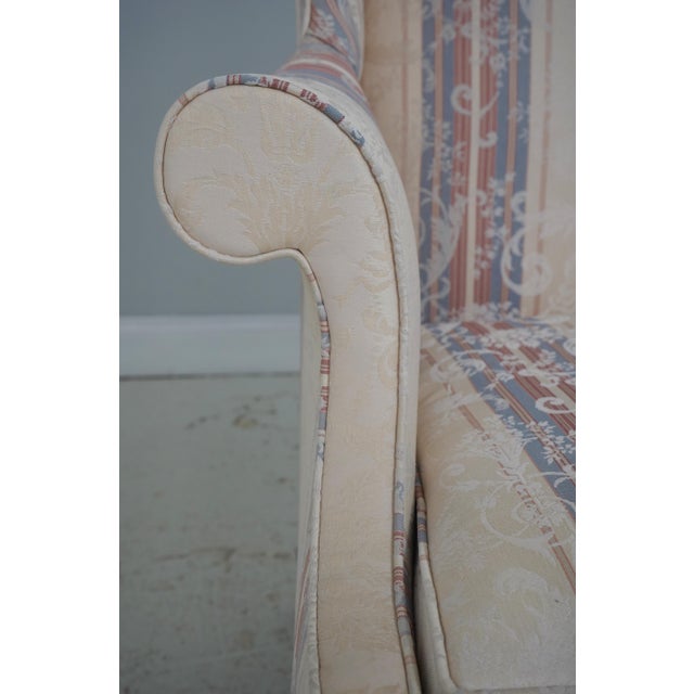 Southwood Clawfoot Mahogany Damask Wing Chair For Sale - Image 12 of 18