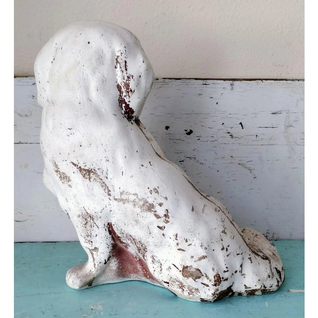 Pekingese Garden Statue Chalkware Dog Pup Life Size For Sale - Image 4 of 11