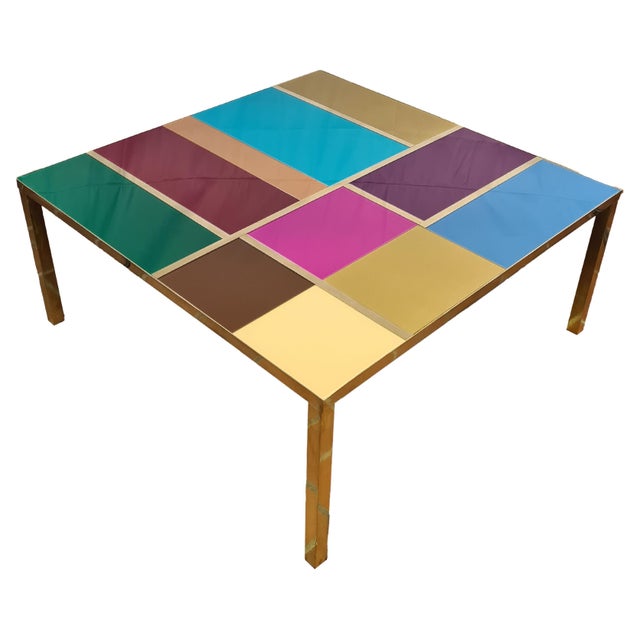 Murano Glass Coffee Table with Brass Frame from Justfurnituress SRL For Sale - Image 9 of 9