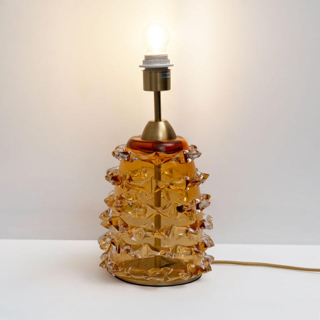 2000 - 2009 Amber Rostrato Murano Glass Table Lamps, 2000, Set of 2 For Sale - Image 5 of 8