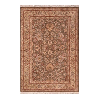 Floral 1990's Pak-Persian Green/Taupe Wool Rug - 6'1'' X 8'10'' For Sale