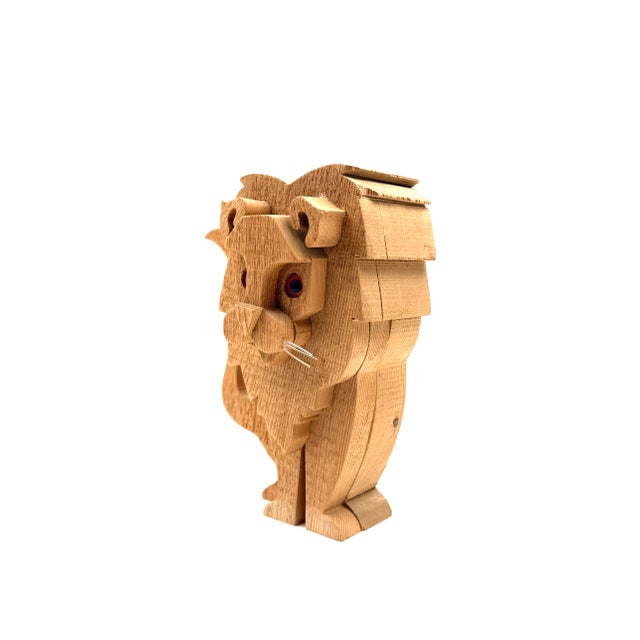 Brown Wood Lion Sculpture from Bottega Michelangeli, Orvieto, Italy, 1970s For Sale - Image 8 of 15