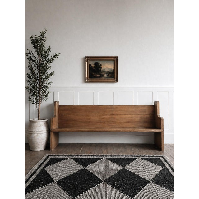 Farmhouse Antique Rustic European Wooden Pew Bench For Sale - Image 3 of 12