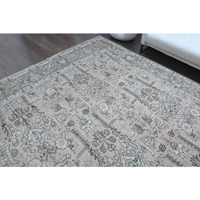 Textile 1960s Vintage Persian Handmade Wool Cotton Grey Area Rug For Sale - Image 7 of 11