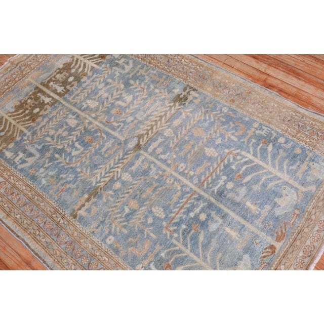 Early 20th Century Ocean Blue Persian Malayer Pictorial Rug - 4'2" x 6'1" For Sale In New York - Image 6 of 7