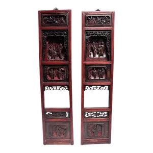 Set of 2 Antique Chinese Wood Panels C. 1900