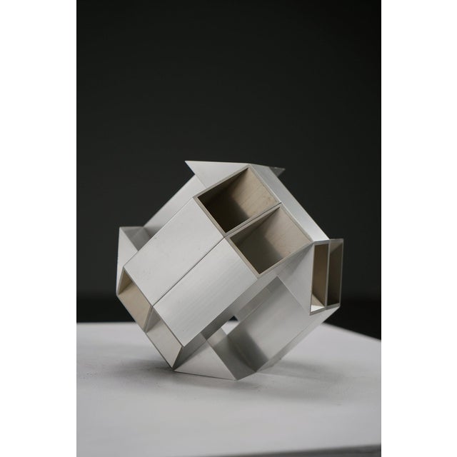 Silver Margot Zanstra, Geometric Abstract Sculpture, 1970s, Steel For Sale - Image 8 of 15