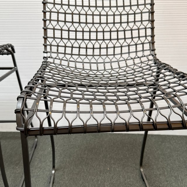 Crate & Barrel Tig Wire Counter Stools, Pair For Sale - Image 12 of 12