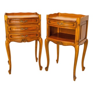 French Louis XV Style Nightstands in Cherrywood, 1970s, Set of 2 For Sale