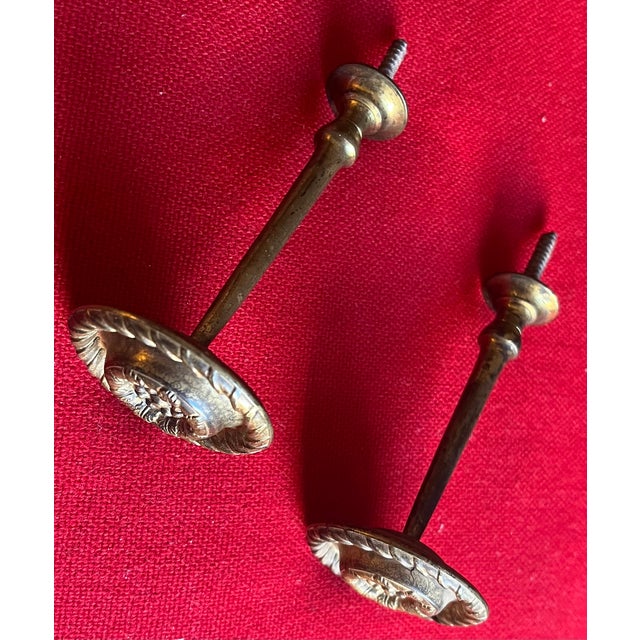 Antique Early 19th Century American Federal Neoclassical Brass Mirror Supports or Drapery Curtain Tie Backs 1810 - 1820 - A Pair For Sale - Image 11 of 15