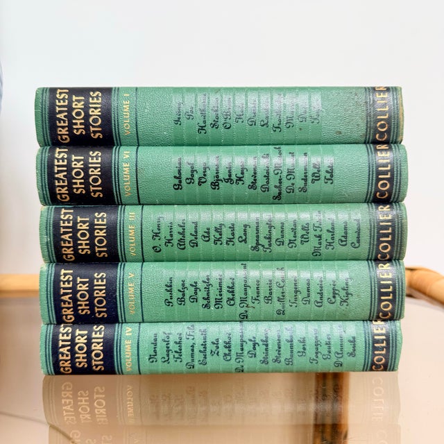 Vintage Collier Greatest Short Stories Book Set, Decorative Emerald Green Literary Collection, Midcentury Library Styling - Set of 5 For Sale In Richmond - Image 6 of 11