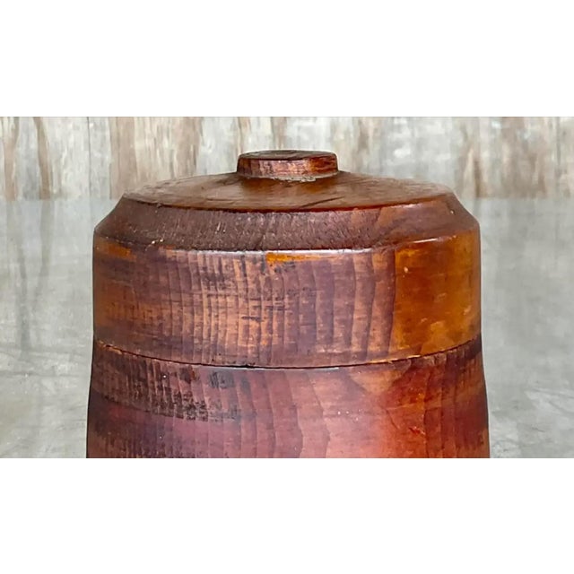 Vintage Boho Round Lidded Wood Box For Sale - Image 11 of 12