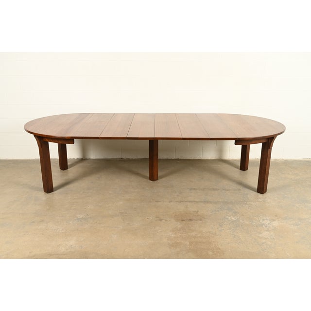 Wood Limbert Antique Mission Oak Arts & Crafts Five-Leg Extension Dining Table, Newly Refinished For Sale - Image 7 of 15