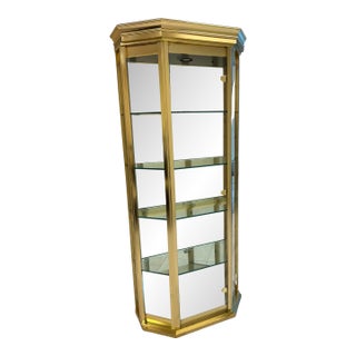1970s Hollywood Regency Mid Century Glass Display Cabinet For Sale
