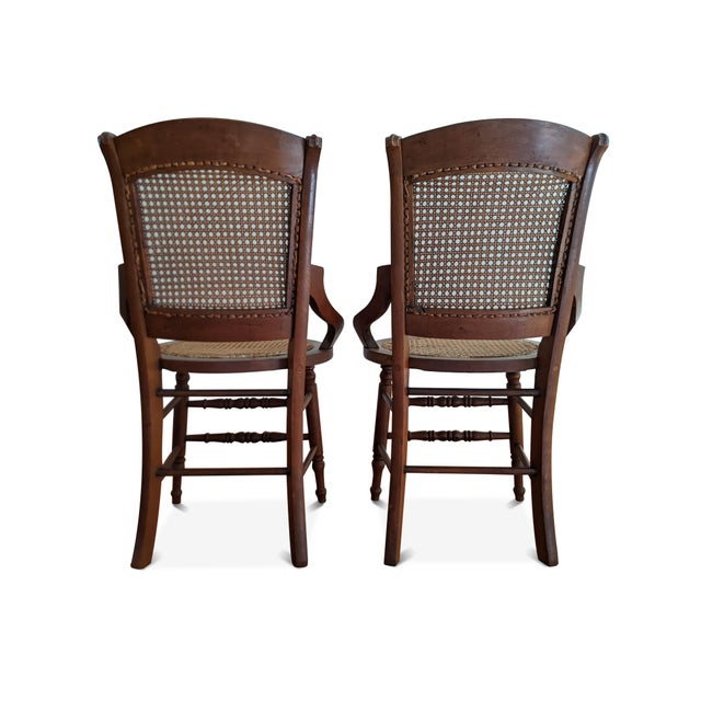 Victorian Walnut Hand Caned Chairs a Pair Chairish