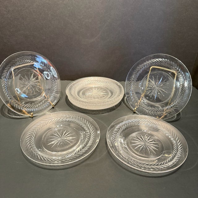 Vintage Clear Cut Crystal Fruit Plate Set- 9 Pieces For Sale - Image 17 of 17