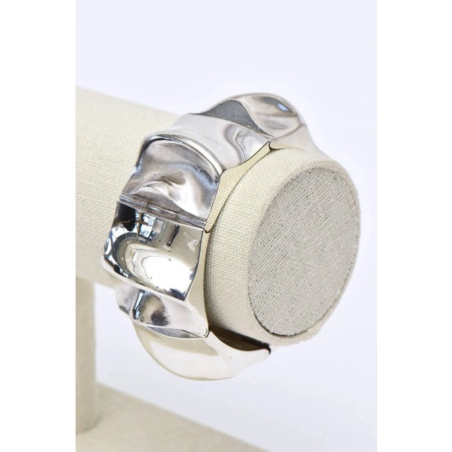 Silver Vintage Signed Sirokoro Sterling Silver Sculptural Cuff Bracelet Finland Rare For Sale - Image 8 of 9