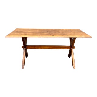 Pine and Maple Farmhouse Sawbuck Dining Table For Sale