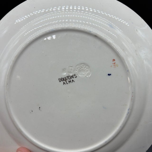 Red A Set of 4 Antique Doulton’s Alma Pattern Plates, Circa 1880’s For Sale - Image 8 of 12