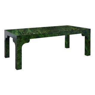 Matthew Izzo Home Kendall Emerald Green Burl Wood Coffee Table For Sale