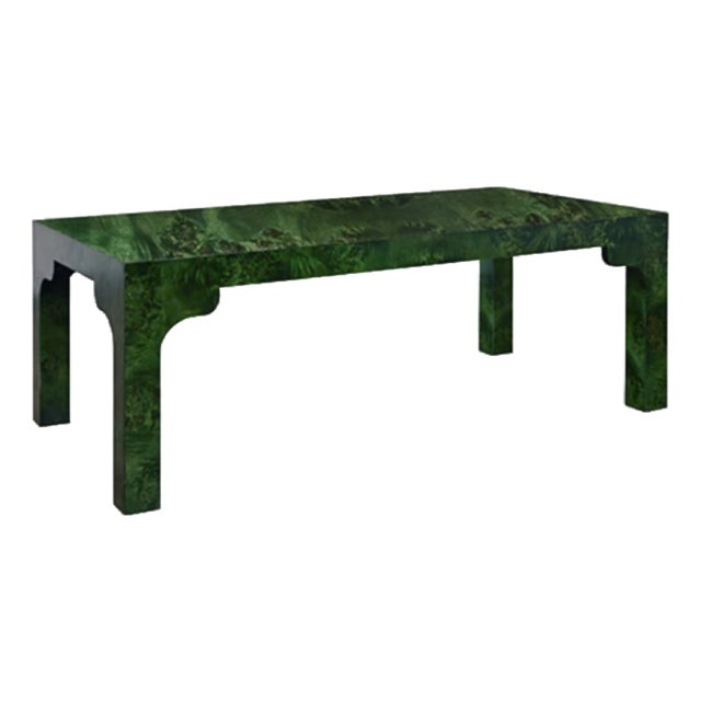 Matthew Izzo Home Kendall Emerald Green Burl Wood Coffee Table For Sale