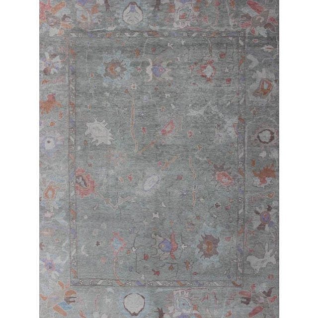 Keivan Woven Arts Large Turkish Oushak Rug in Light Green 11'9 X 15'3 For Sale - Image 4 of 13