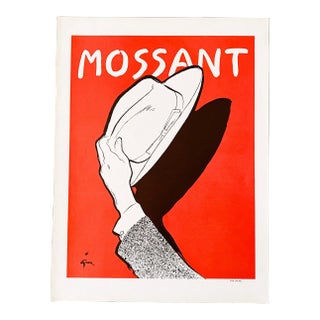 1951 French Mid-Century Modern Advertisement Print for Mossant Hats by Rene Gruau For Sale