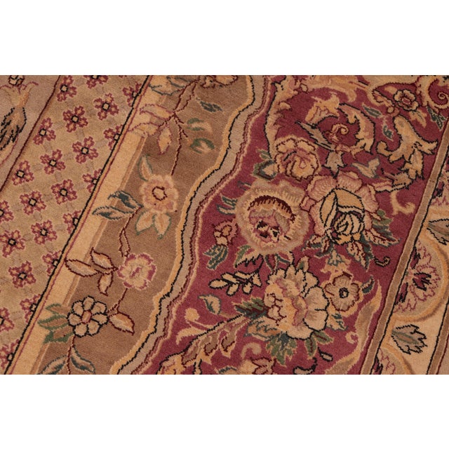 1990s Art Nouveau 1990's Pak-Persian Taupe/Pink Wool Rug - 6'1'' X 9'2'' For Sale - Image 5 of 9