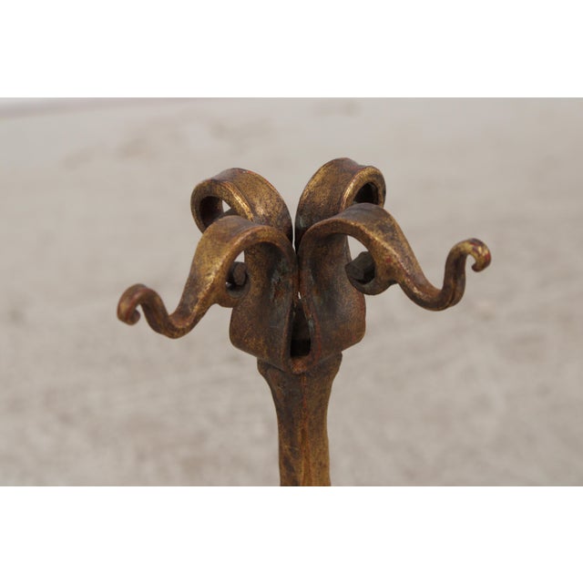 Gold Finish Iron Gothic Fireplace Fender Set For Sale - Image 4 of 13