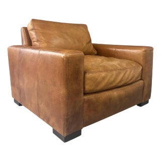 Maxwell Leather Lounge Chair by Restoration Hardware For Sale