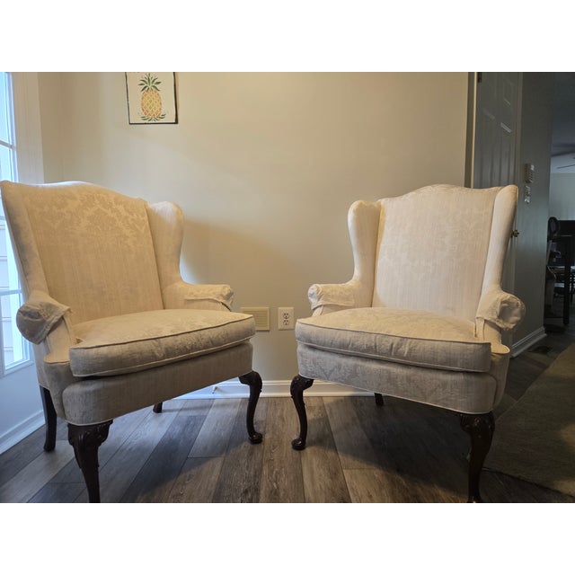 2000 - 2009 Queen Anne Wing Chairs For Sale - Image 5 of 8