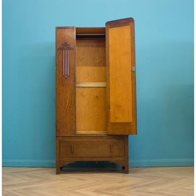 Vintage Art Deco Oak Hall Cupboard, 1930s For Sale - Image 4 of 10