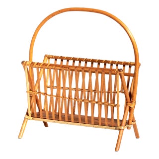Bamboo and Rattan Magazine Rack, Scandinavia, 1960s For Sale