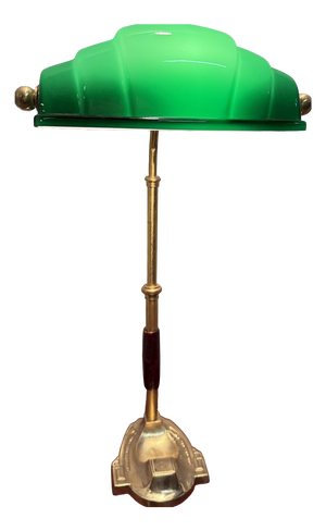 Churchill Ministerial Lamp in Brass and Green Opaline Glass, 1920s