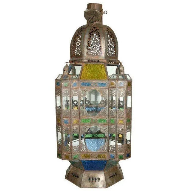 Moroccan Vintage Moorish Glass Lantern From Marrakech For Sale - Image 12 of 12