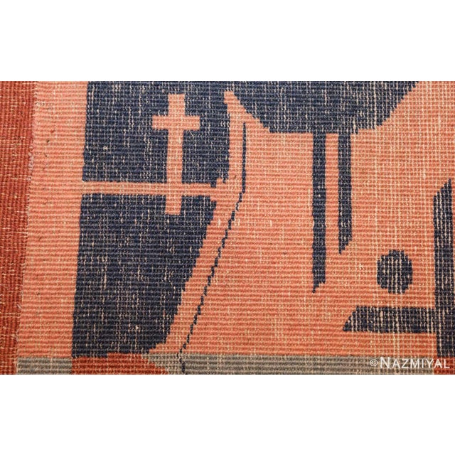 Art Deco Nazmiyal Collection Vintage Indian Shabby Chic Art Deco Rug For Sale - Image 3 of 9