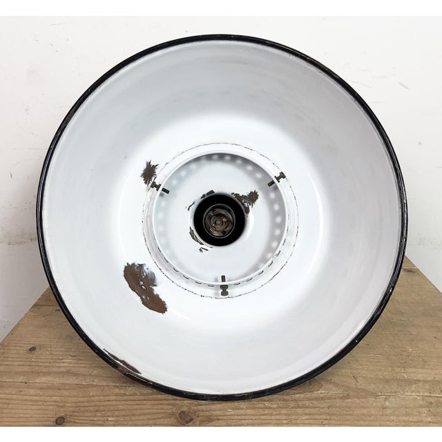 Industrial Black Enamel Factory Lamp with Porcelain Top, 1950s For Sale - Image 17 of 18