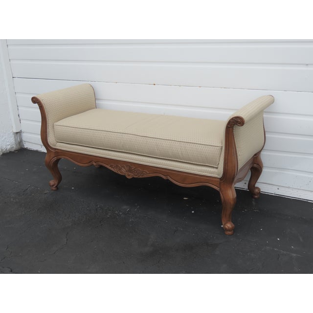 Ethan Allen French Carved Long Upholstered Bench Stool 6440 For Sale - Image 12 of 14