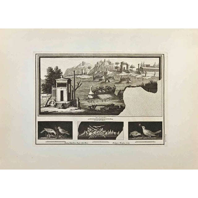 Filippo Morghen, Ancient Roman Fresco, Etching, 18th Century For Sale