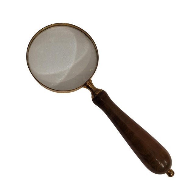 Hand Magnifying Glass or Lens in Bronze and Wood, England, 20th Century For Sale - Image 10 of 10