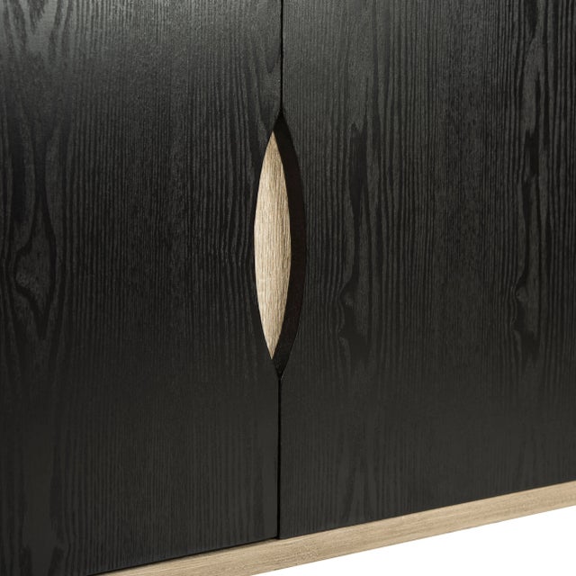 Hairpin Leg Sideboard in Light Oak & Black For Sale In Philadelphia - Image 6 of 9