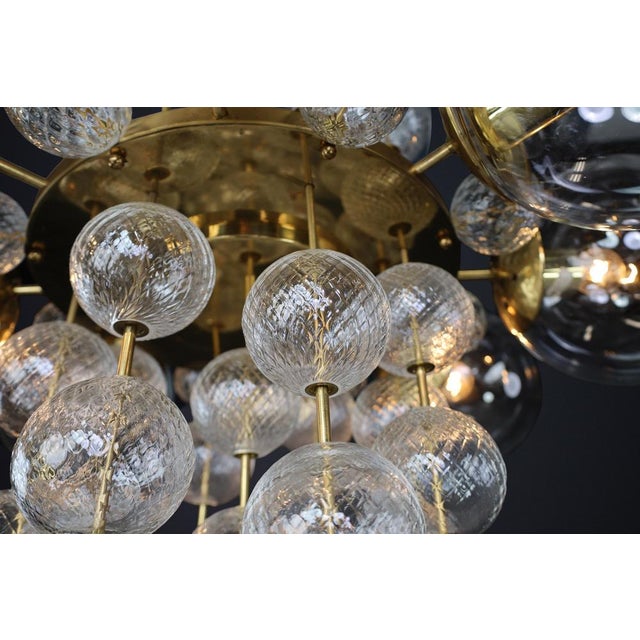 Czech Brass and Glass Chandeliers, 1960s, Set of 6 For Sale - Image 4 of 18