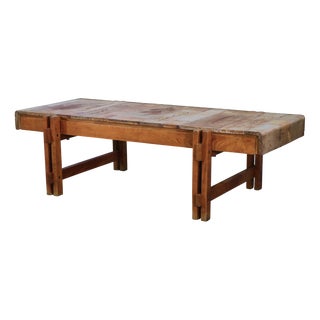 Coffee Table in Beech and Ceramic by Roger Capron, 1960s For Sale