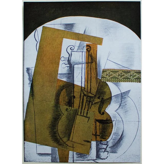 The School of Paris 1940s After Georges Braque "La Guitare" First Edition Period Swiss Offset Lithograph For Sale - Image 3 of 8