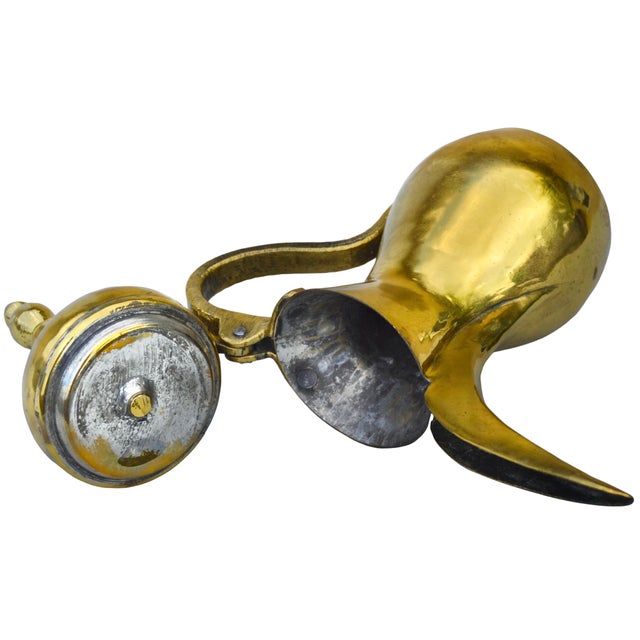 Mid 20th Century Handmade & Detailed Moorish Brass Coffee Pot Accent For Sale - Image 9 of 10