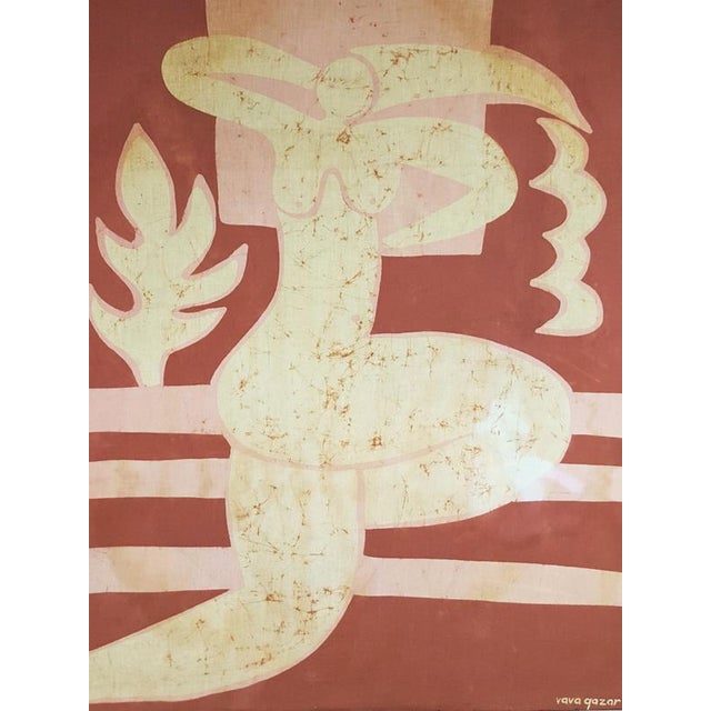 Fabric with Batik Technique by Vava Quazar, 1974 For Sale - Image 3 of 10
