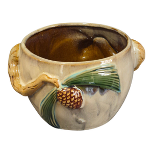 Vintage Glazed Pottery Pine Cone Jardinière Planter