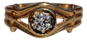 The Morpeth: Ladies Antique 14K Yellow Gold Diamond Engagement Ring