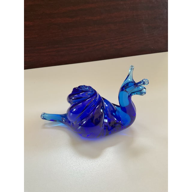Vintage Artist Made Blue Glass Snail For Sale - Image 12 of 12